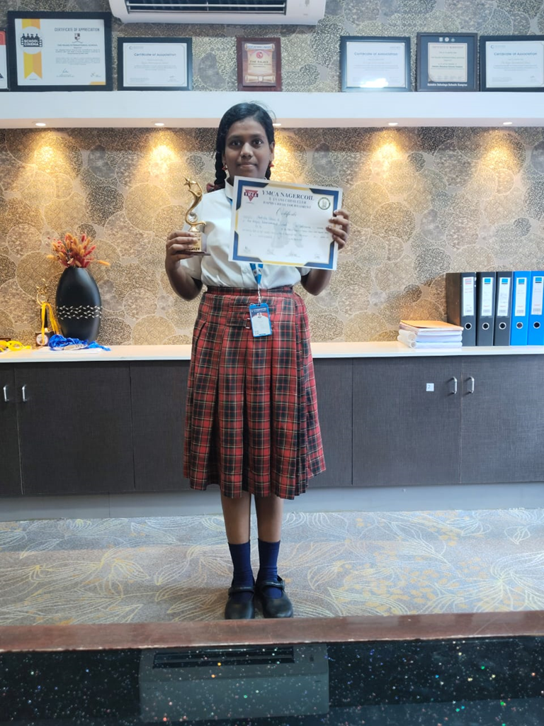 Jeshola Jann of grade 8 for your active participation in YMCA chess club ..Rapid chess tournament